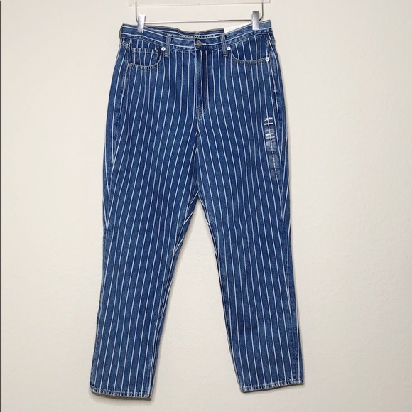 retro indigo stripe jeans
